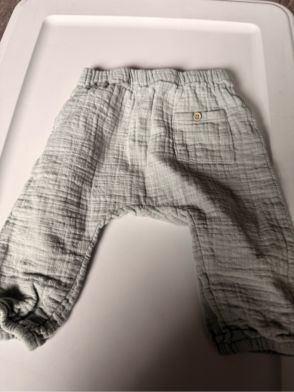 Zara Size 6-9 months Baby/Toddler Soft Gauze Elastic Waist Pants - Light Sage